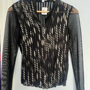 Elegant Black and White Sheer Women's Top